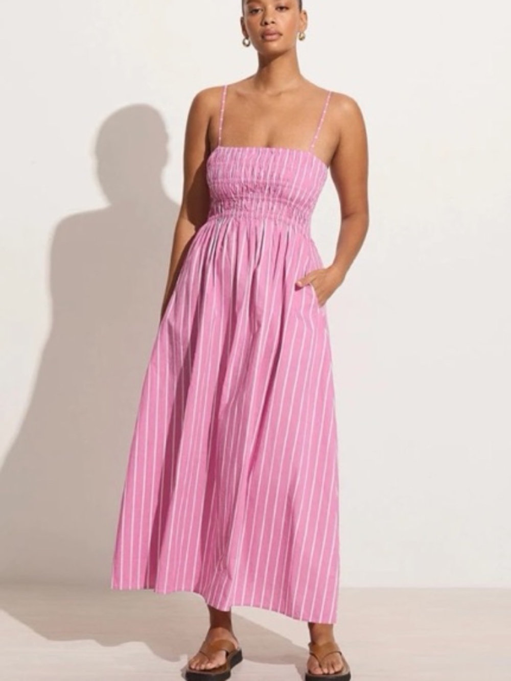 Faithfull Marieka Midi Dress in Lilac Stripe